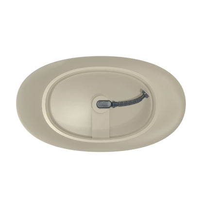 55-inch light beige solid surface oval freestanding soaking bathtub