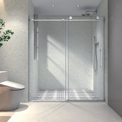 76"H Frameless One Fixed and One Shifted Shower Door , 5/16" (8mm) SGCC Glass