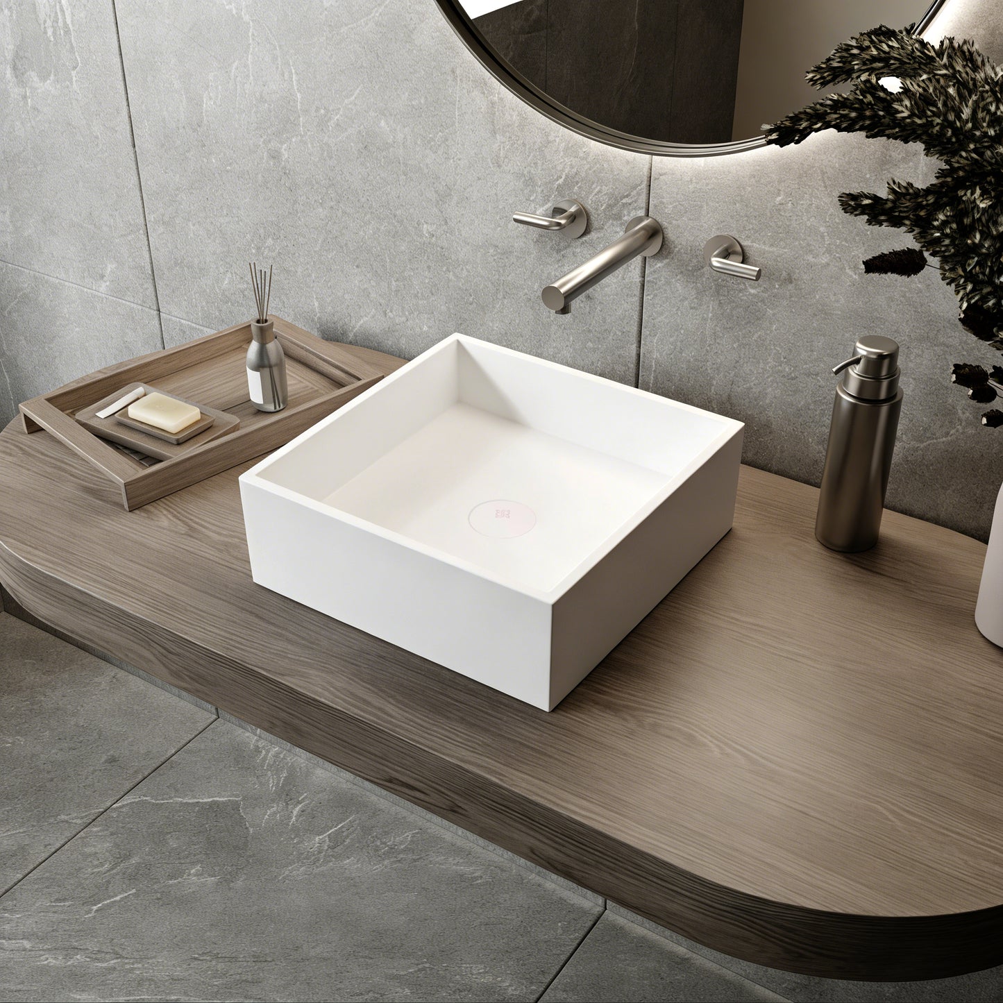 Matte White Rectangular Vessel Bathroom Sink