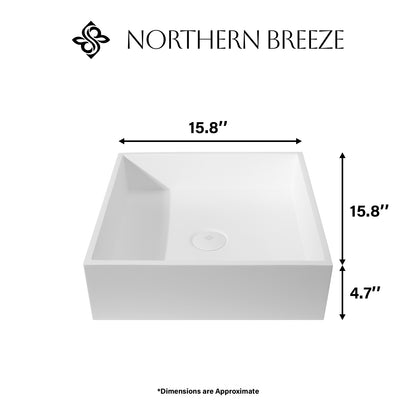 Matte White Rectangular Vessel Bathroom Sink