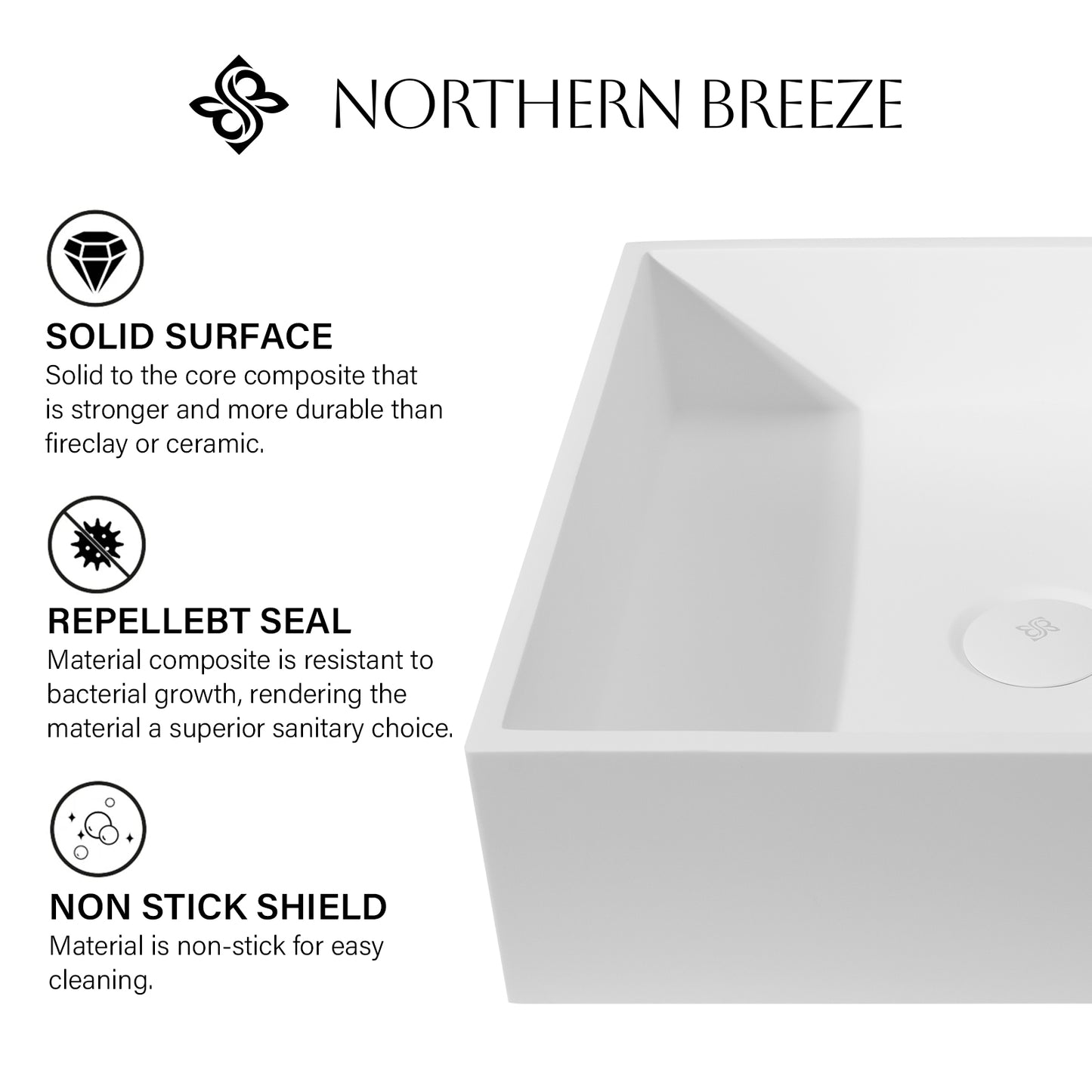 Matte White Rectangular Vessel Bathroom Sink