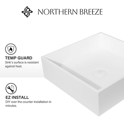 Matte White Rectangular Vessel Bathroom Sink