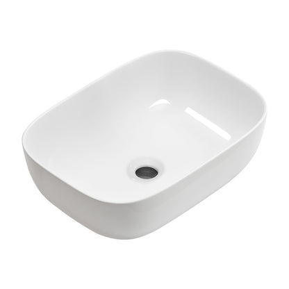 Modern Rectangular Glossy White Ceramic Vessel Sink