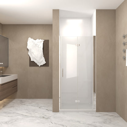 72" H Bifold Shower Door With 1/4" Clear Tempered Glass