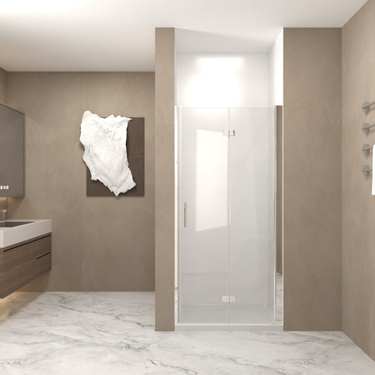 72" H Bifold Shower Door With 1/4" Clear Tempered Glass