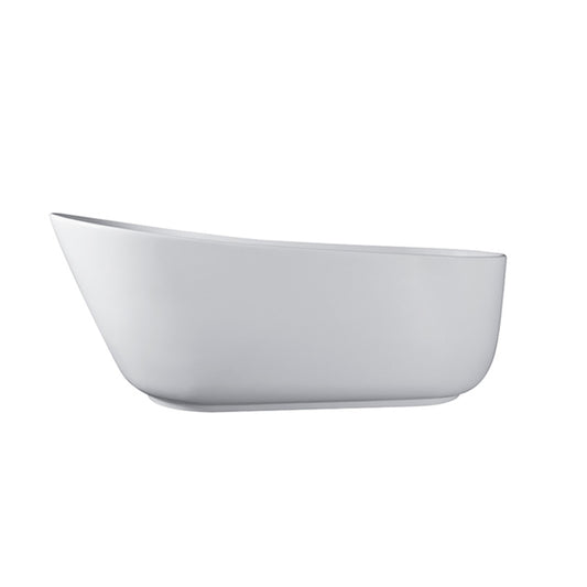 67" Solid Surface & Stone Resin Oval Soaking Bathtub with Overflow Drain for the Bathroom