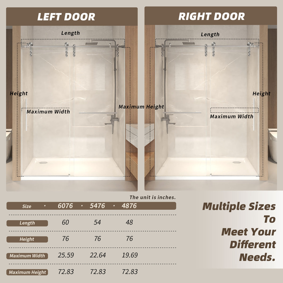 brushed nickel barn door roller track on a frameless glass shower door