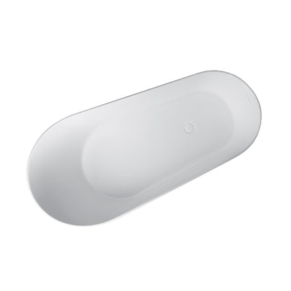 67" Solid Surface & Stone Resin Oval Soaking Bathtub with Overflow Drain for the Bathroom
