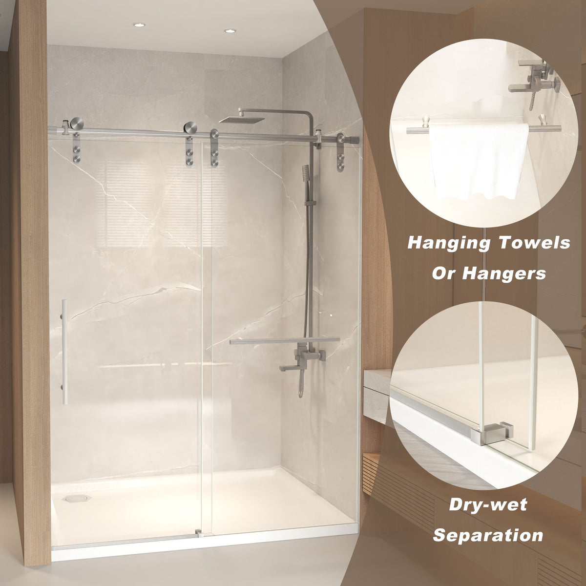 top hung shower door roller hardware detail