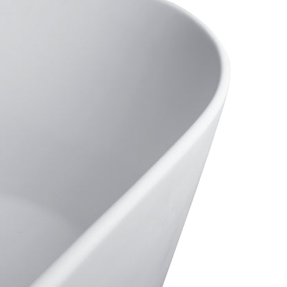 67" Solid Surface & Stone Resin Oval Soaking Bathtub with Overflow Drain for the Bathroom