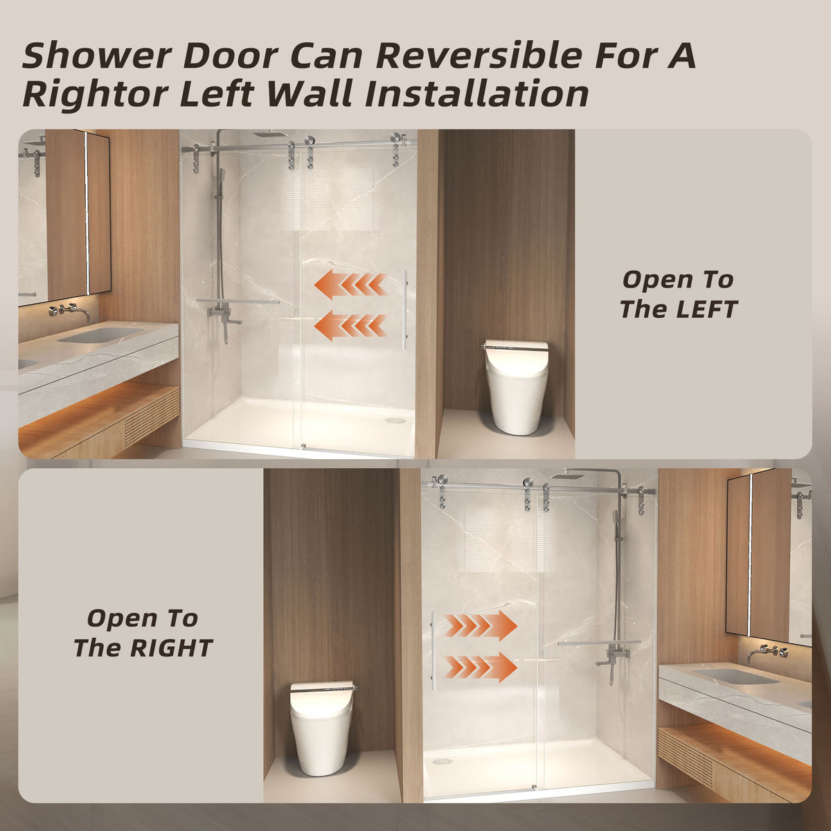 frameless shower door shown at 76 inch height