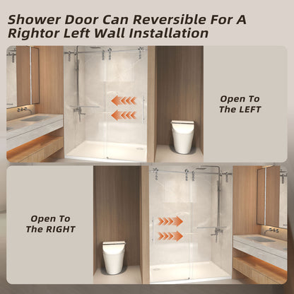 frameless shower door shown at 76 inch height