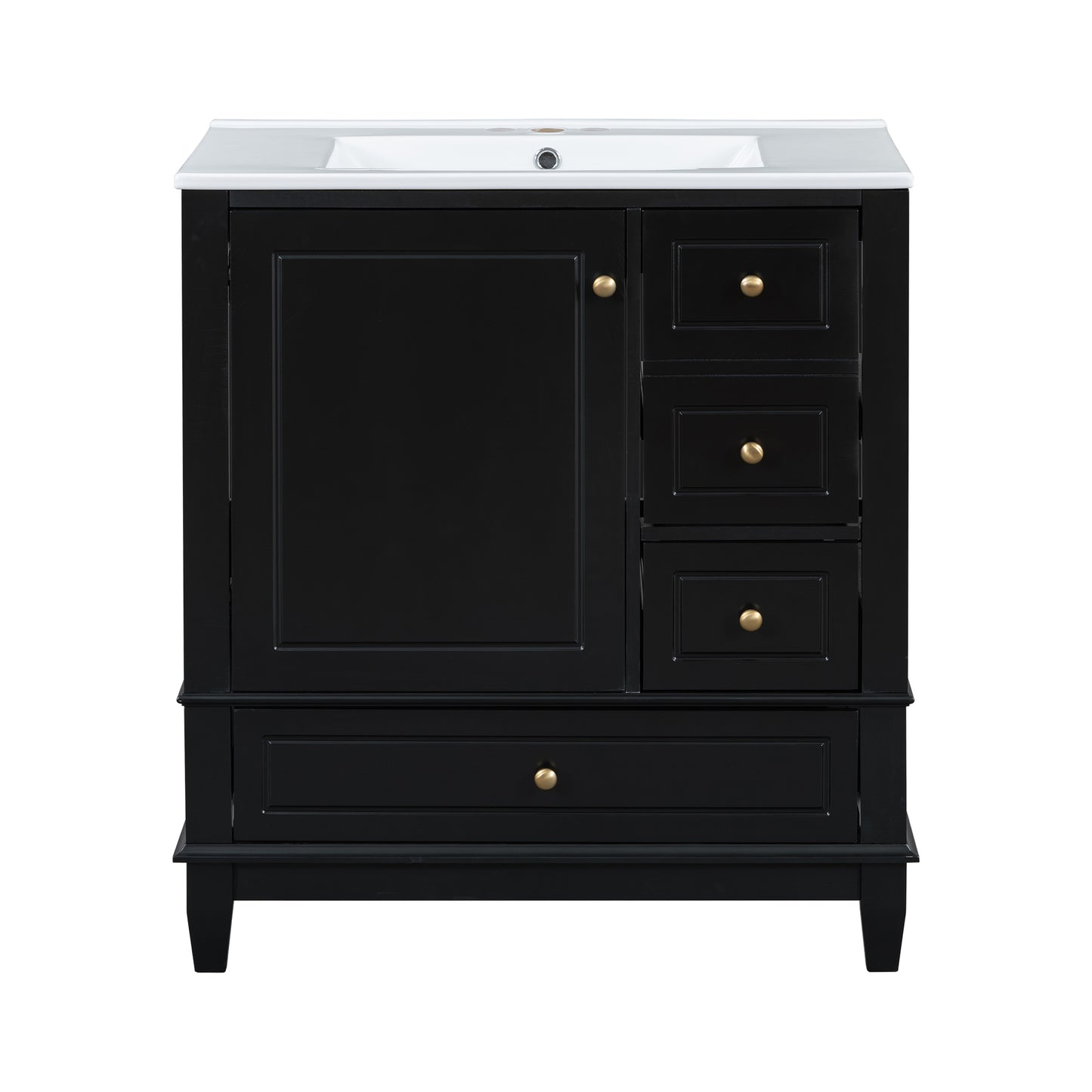 30" Bathroom Vanity with Sink with Shelf and Three Drawers