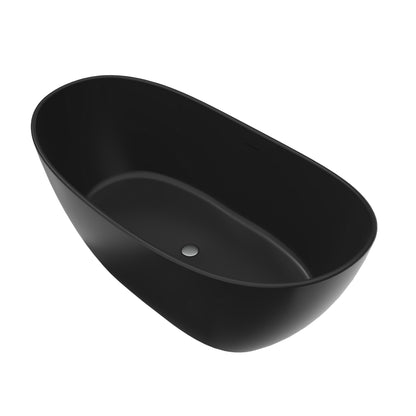 65" Stone Resin Freestanding Bathtub, Matte White — view 5