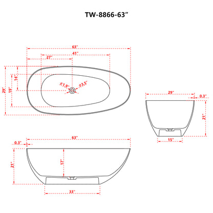 Freestanding Soaking Solid Surface Bathtub