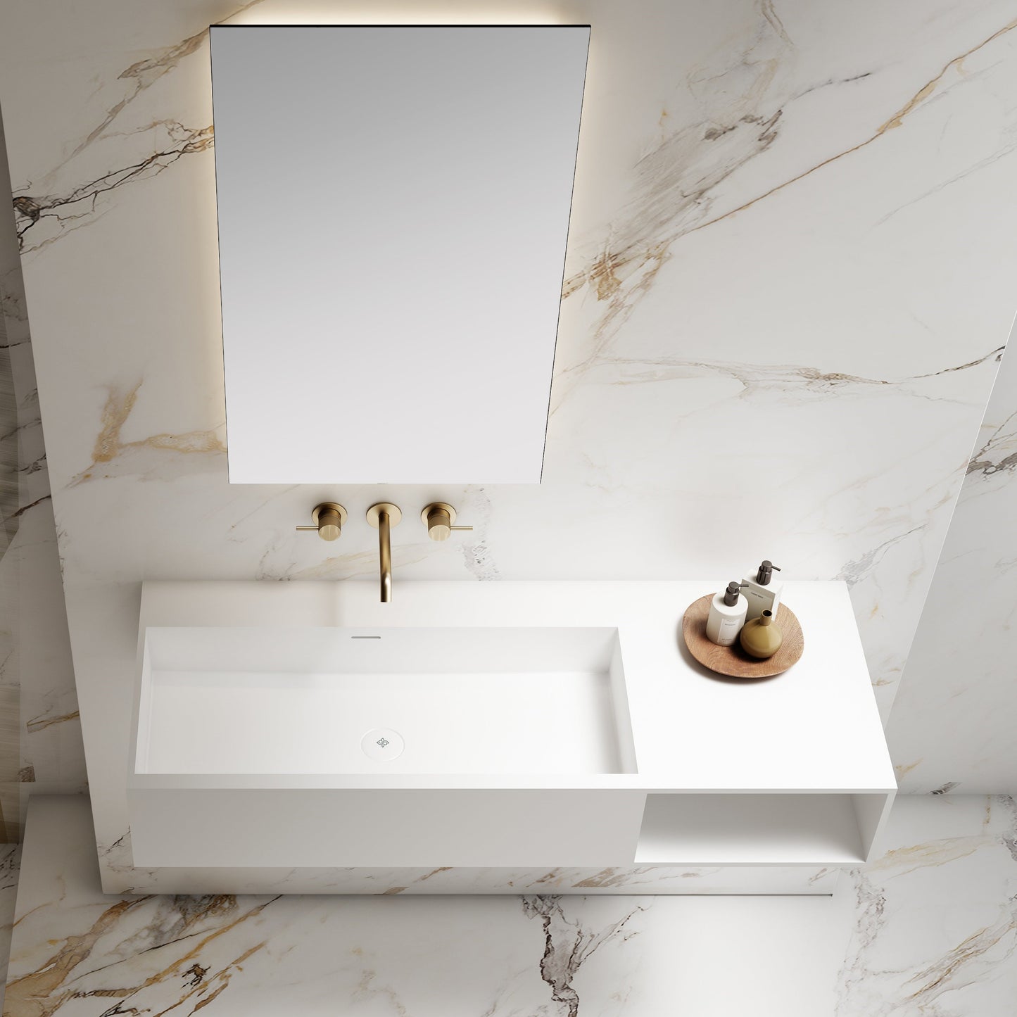 47'' Solid Surface Bathroom Wall-mount Sinks