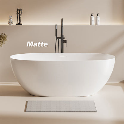 Freestanding Soaking Solid Surface Bathtub in White