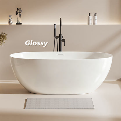 Freestanding Soaking Solid Surface Bathtub in White