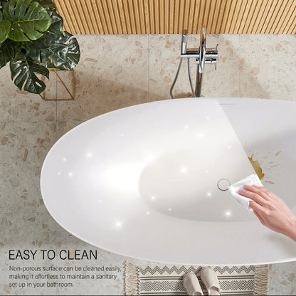 Freestanding Soaking Solid Surface Bathtub in White
