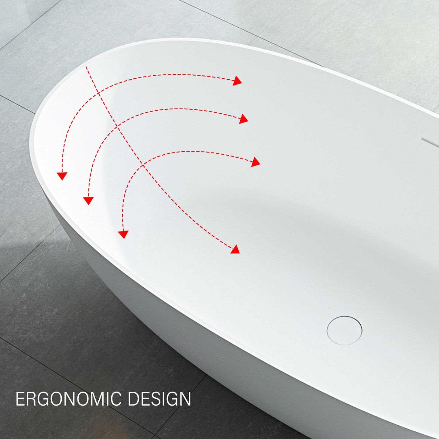 Freestanding Soaking Solid Surface Bathtub in White