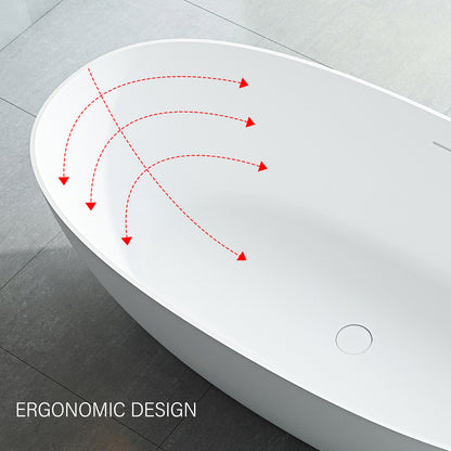 Freestanding Soaking Solid Surface Bathtub in White