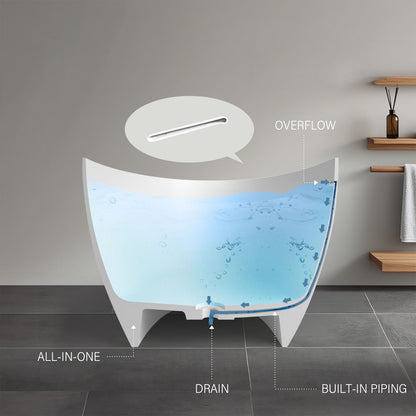 Freestanding Soaking Solid Surface Bathtub in White