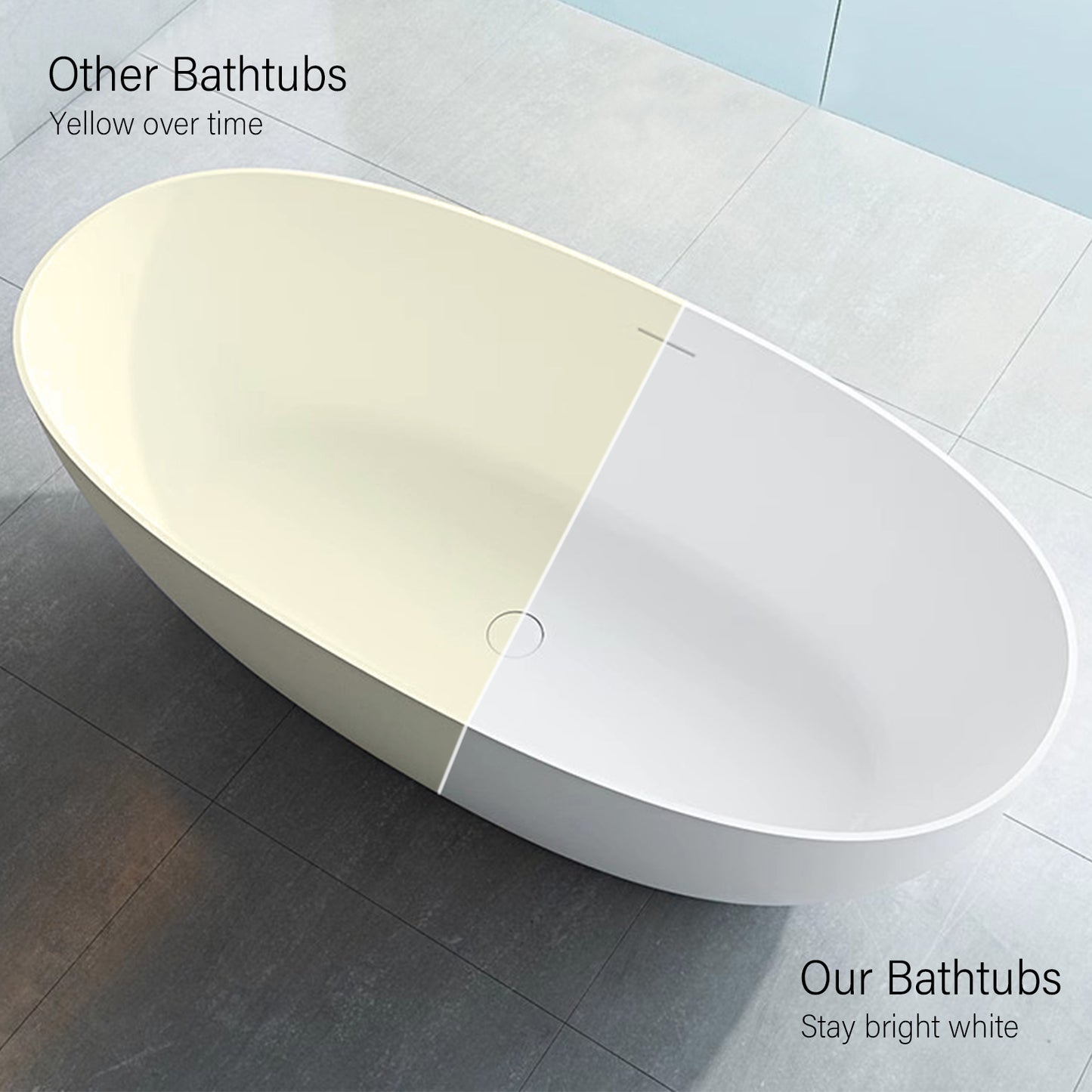 Freestanding Soaking Solid Surface Bathtub in White