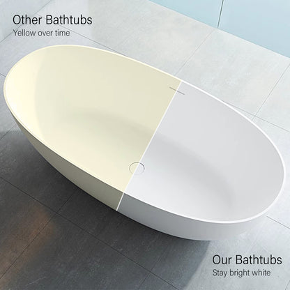 Freestanding Soaking Solid Surface Bathtub in White