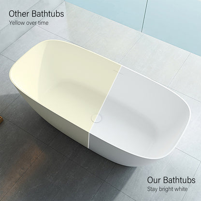63'' x 30''Freestanding Soaking Solid Surface Bathtub in White  Double Bathtub