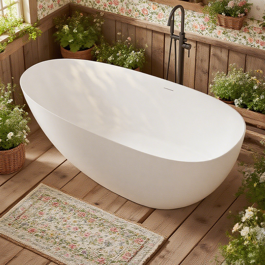 Freestanding Soaking Solid Surface Bathtub