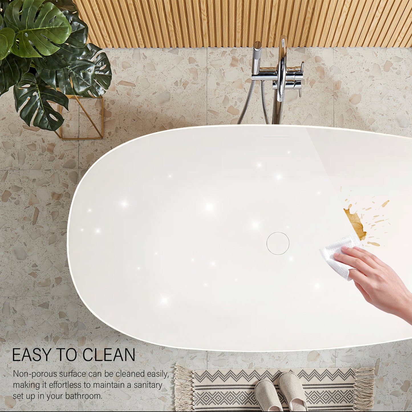Freestanding Soaking Solid Surface Bathtub