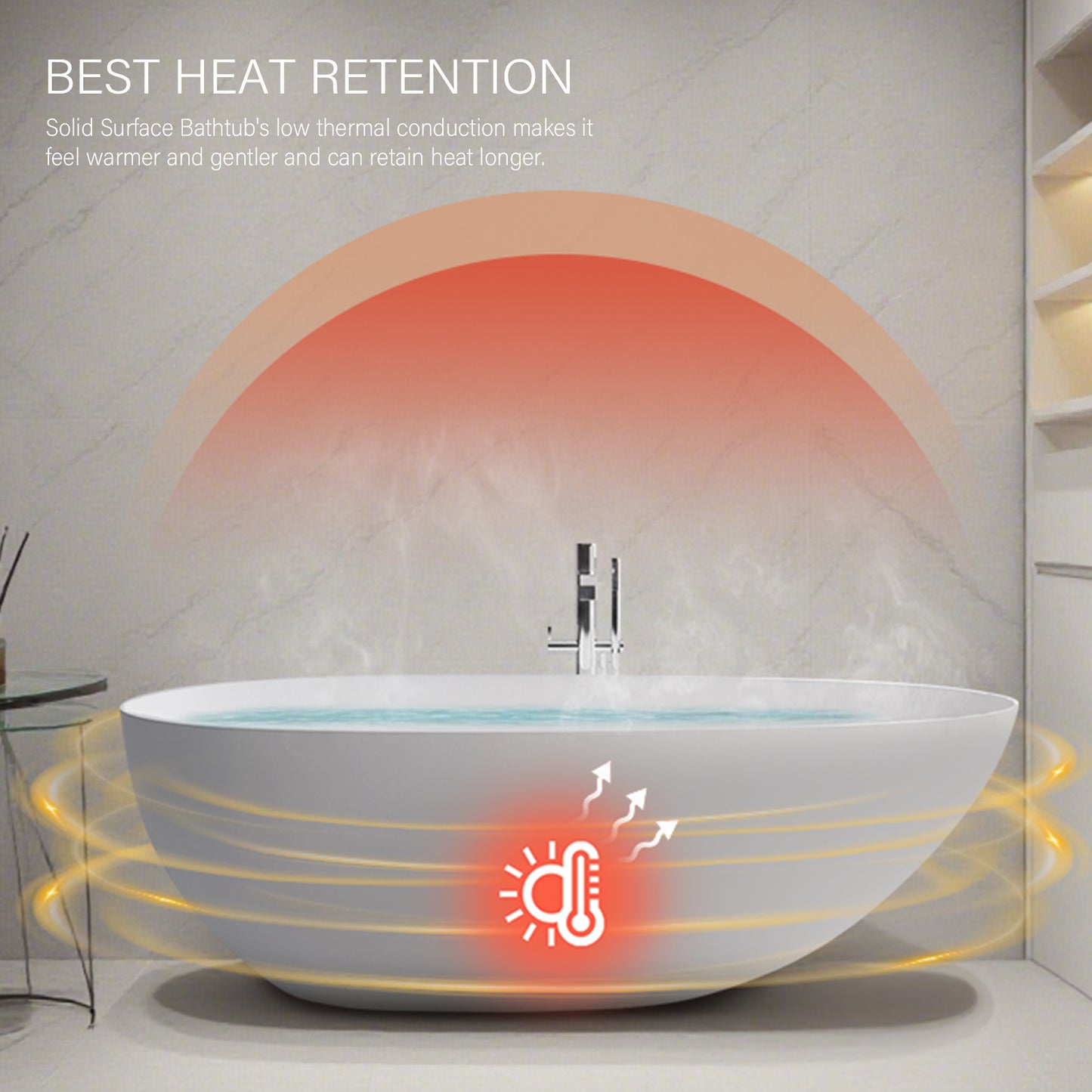 Freestanding Soaking Solid Surface Bathtub