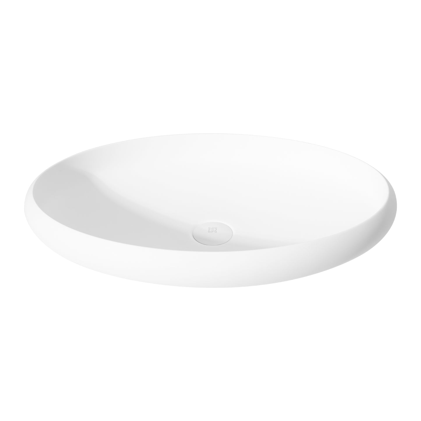 Matte White Handmade Oval Vessel Bathroom Sink 23" L x 15" W x 4" H
