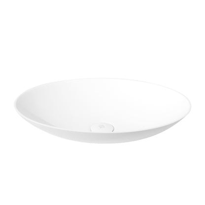Matte White Handmade Oval Vessel Bathroom Sink
