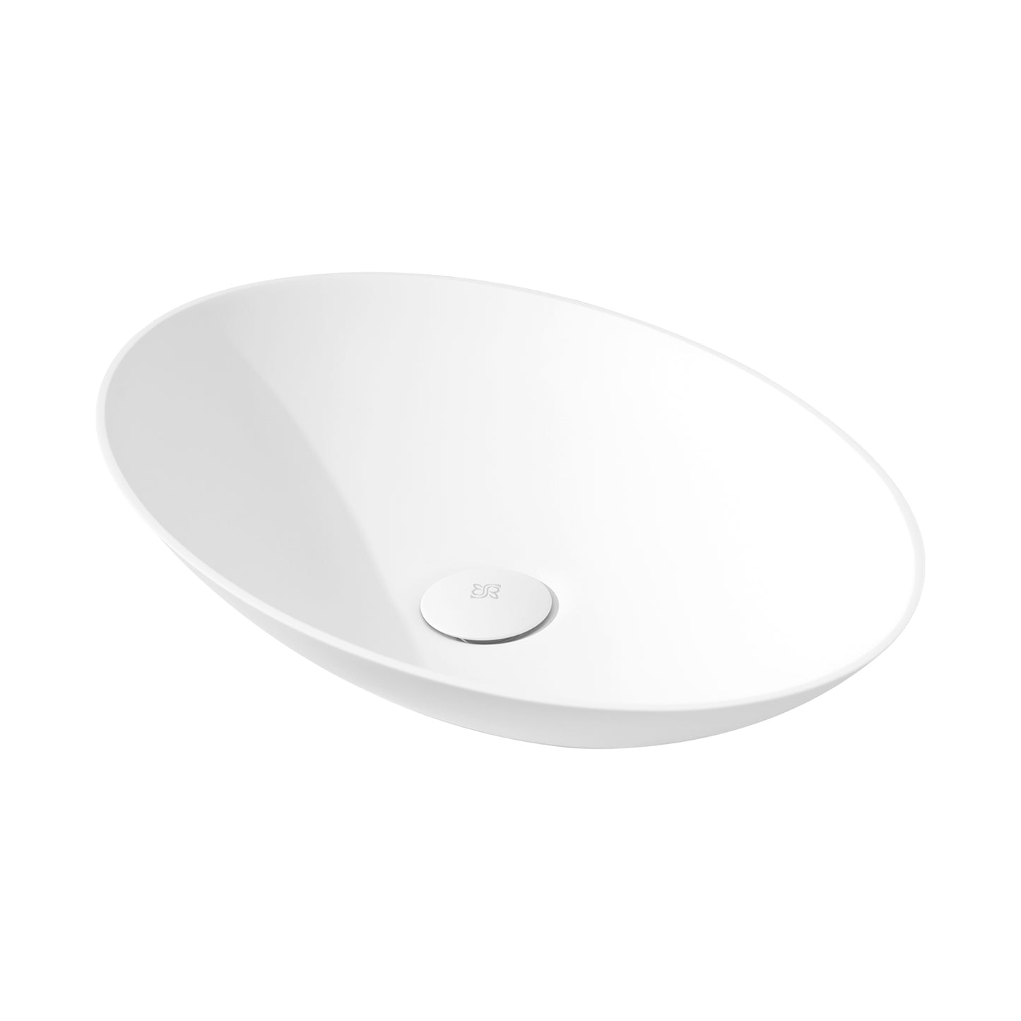 Matte White Handmade Oval Vessel Bathroom Sink