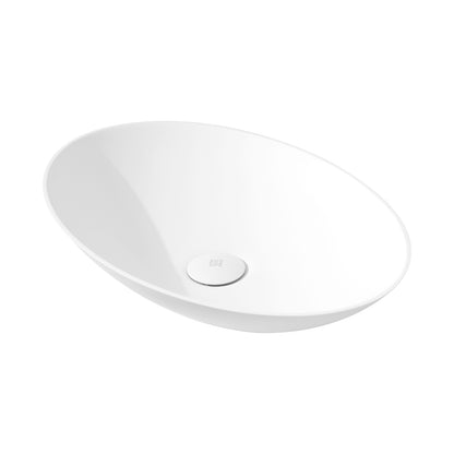 Matte White Handmade Oval Vessel Bathroom Sink