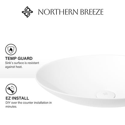 Matte White Handmade Oval Vessel Bathroom Sink