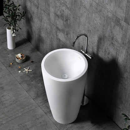 Solid Surface Circular Pedestal Bathroom Sink