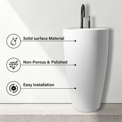 Solid Surface Circular Pedestal Bathroom Sink