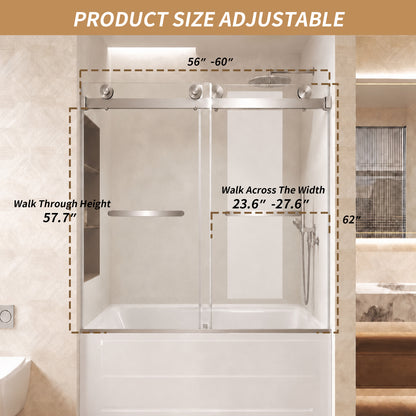 brushed gold frameless shower door track and handles detail
