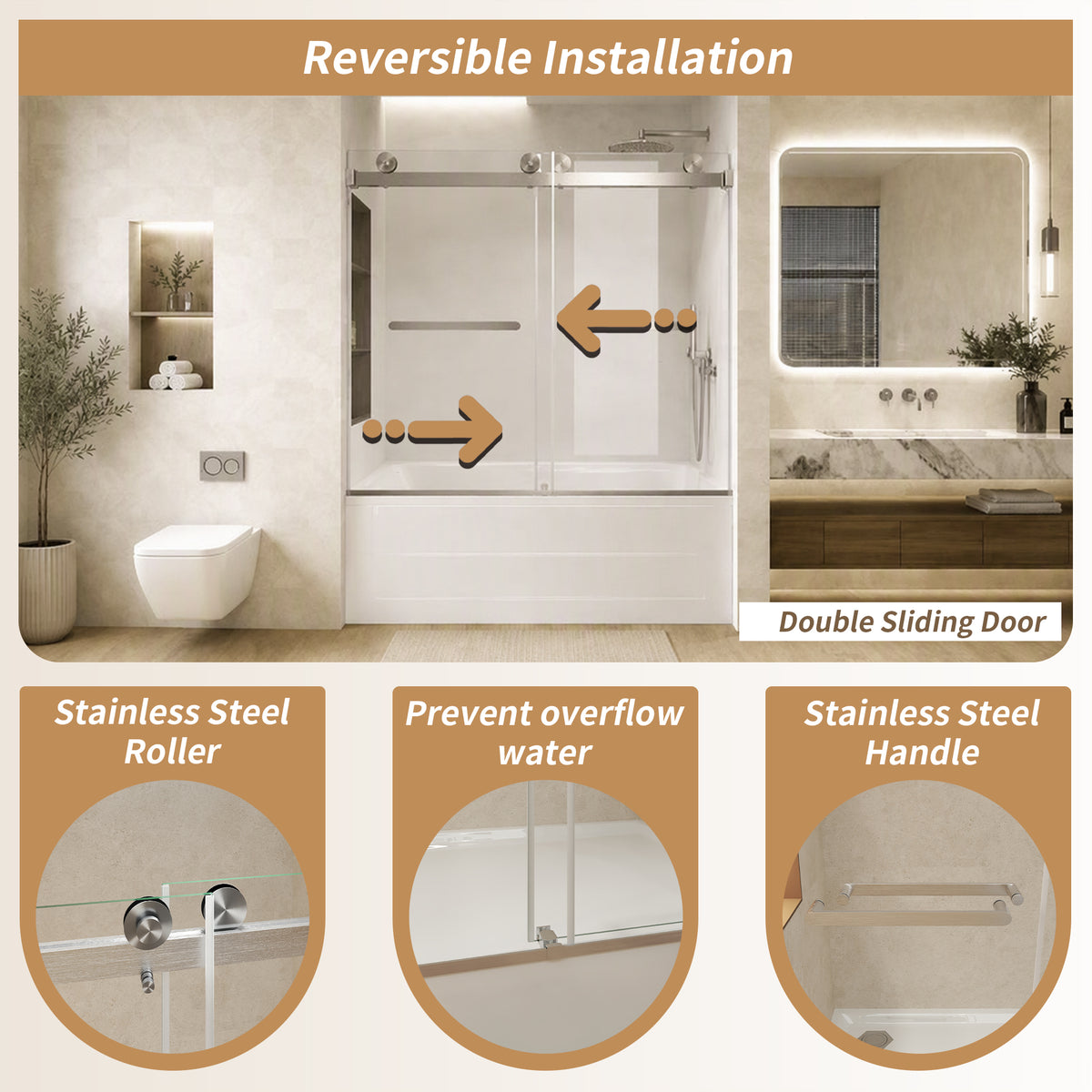 shower door glass with explosion-proof safety film close-up