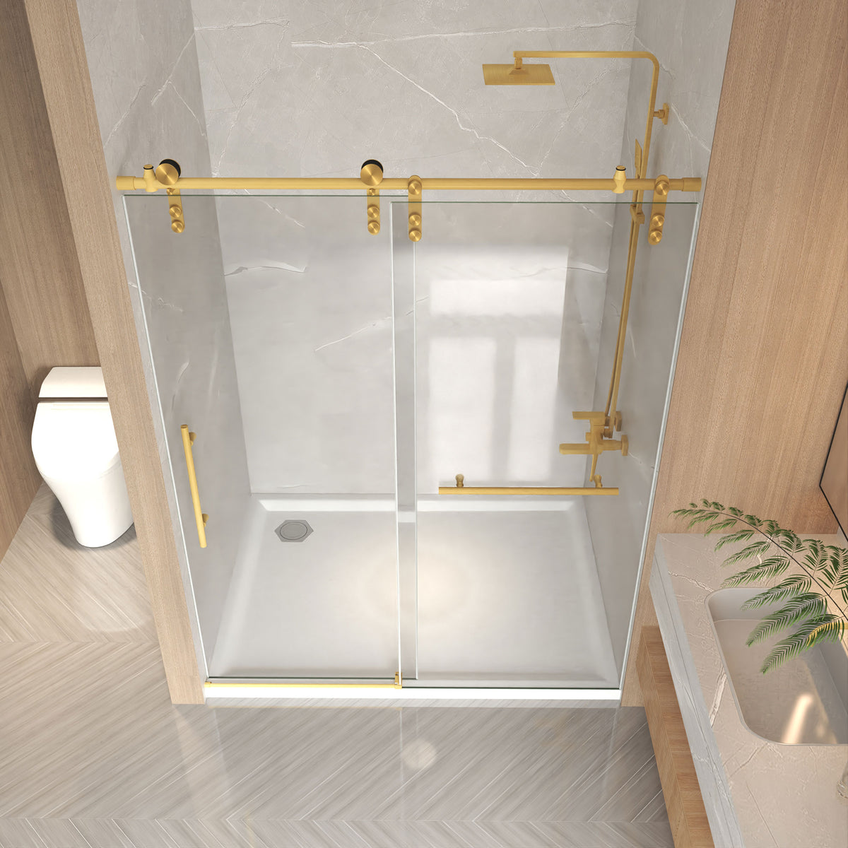 top hung shower door roller detail