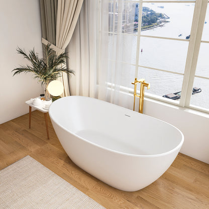 Luxury Contemporary Solid Surface Stone Resin Freestanding Bathtub in Matte White