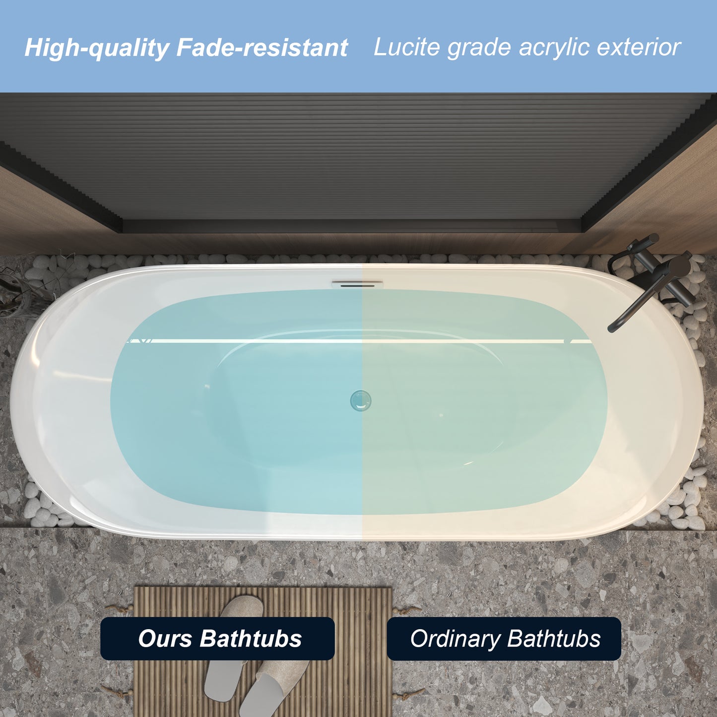 67 "Acrylic  Double-Slipper Freestanding Tub