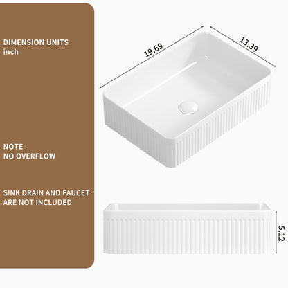 19" Ceramic Modern Bathroom Vanity Sink Rectangle
