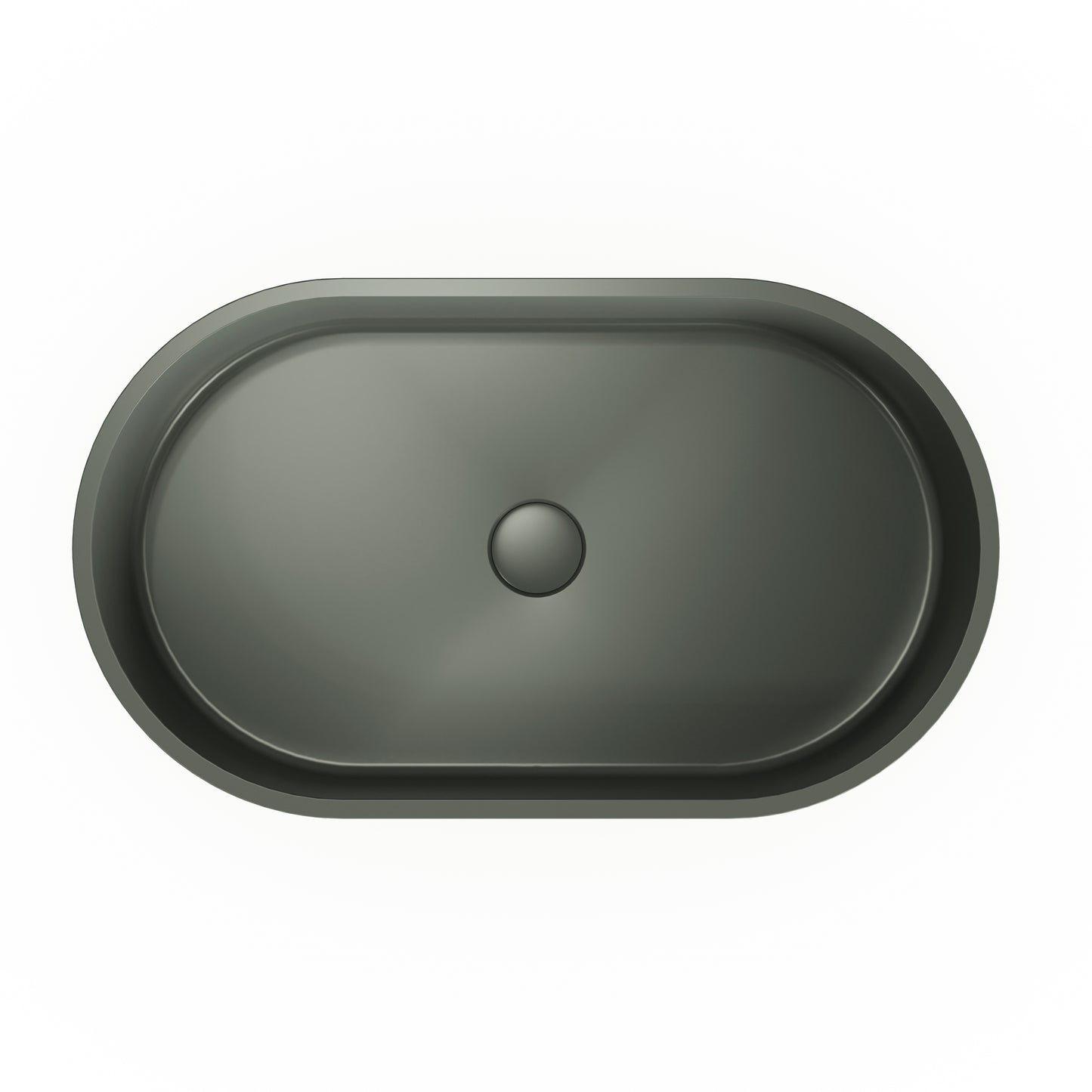 23.6'' Concrete Vessel Oval Modern Dark Green Bathroom Sink