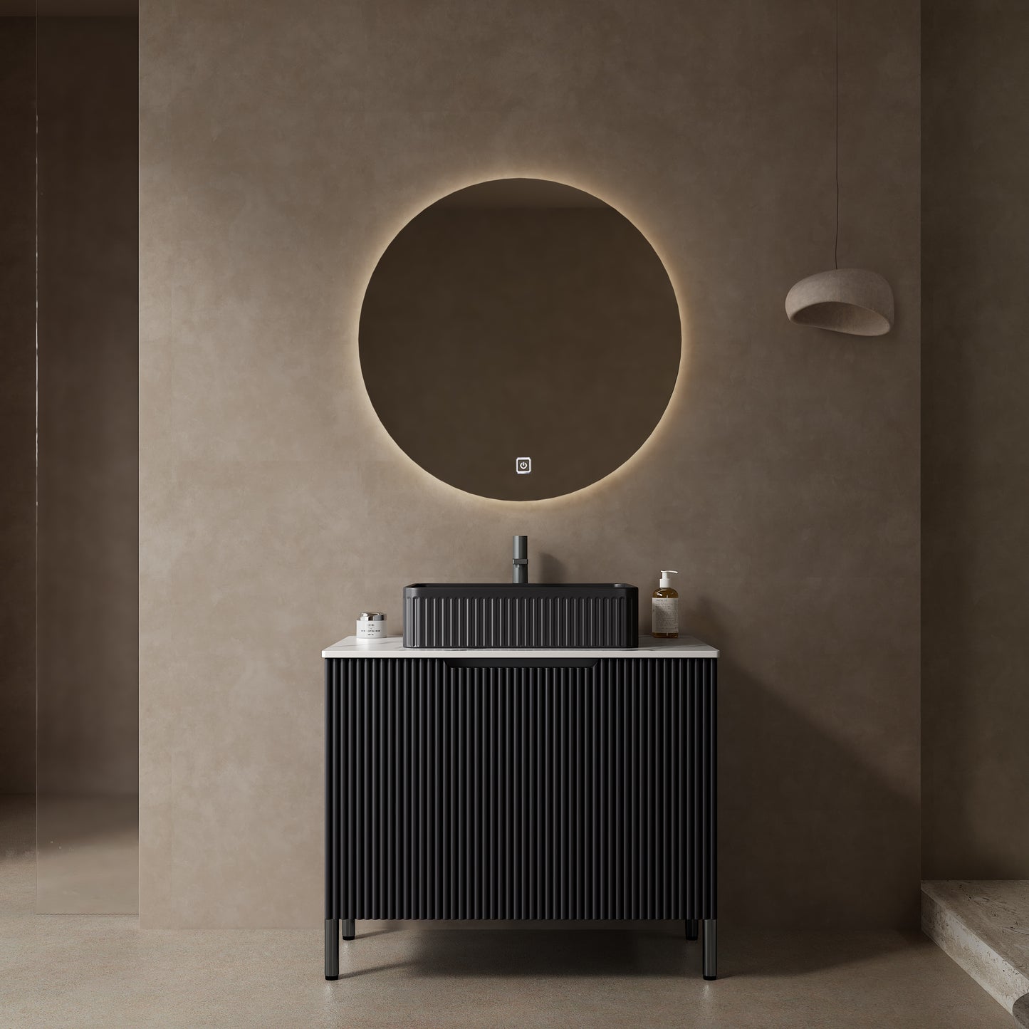 30" Bathroom Vanity with Black Ceramic Basin