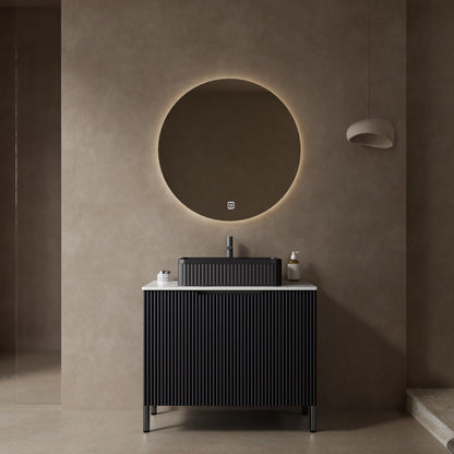 30" Bathroom Vanity with Black Ceramic Basin
