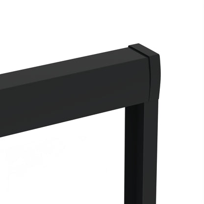 Black metal frame corner on a white background