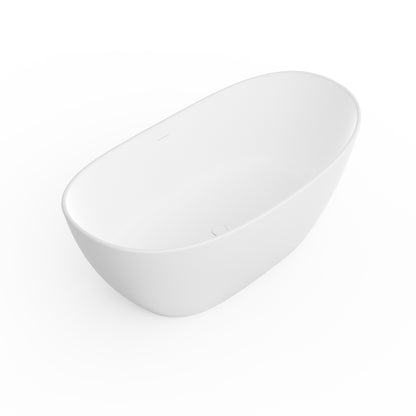 Luxury Contemporary Solid Surface Stone Resin Freestanding Bathtub in Matte White